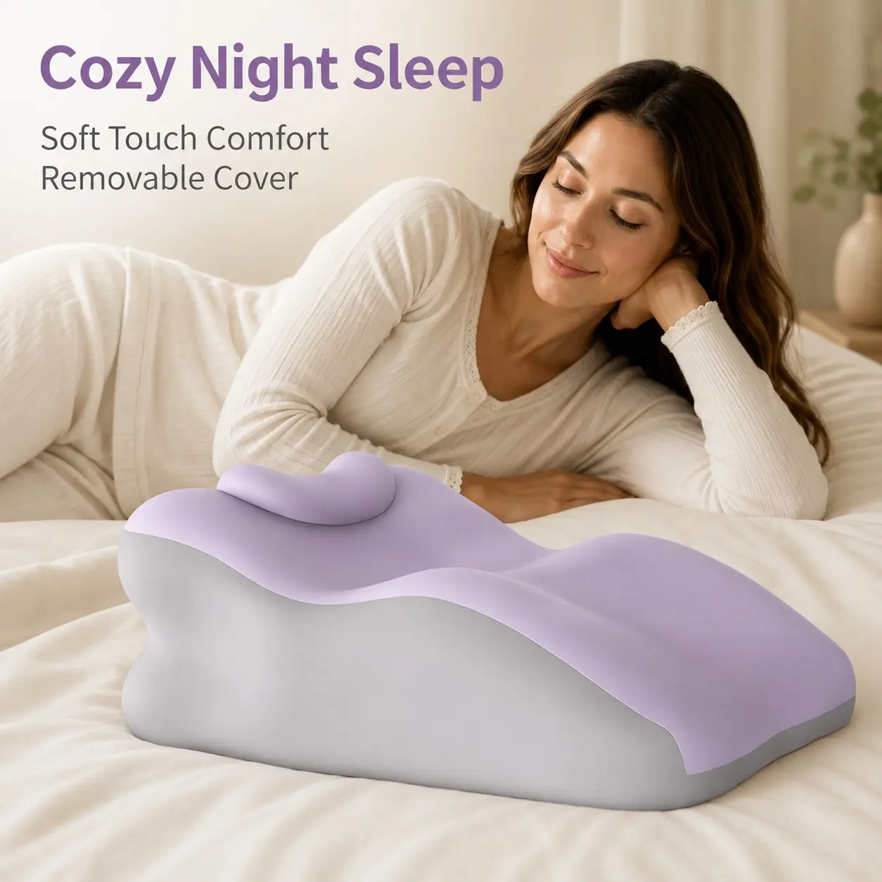 Thick High-Rebound Memory Foam Pillow, Ergonomic Design for Side, Back, Stomach Sleep, Anti-Sink Core, Smooth Fabric, Home Use