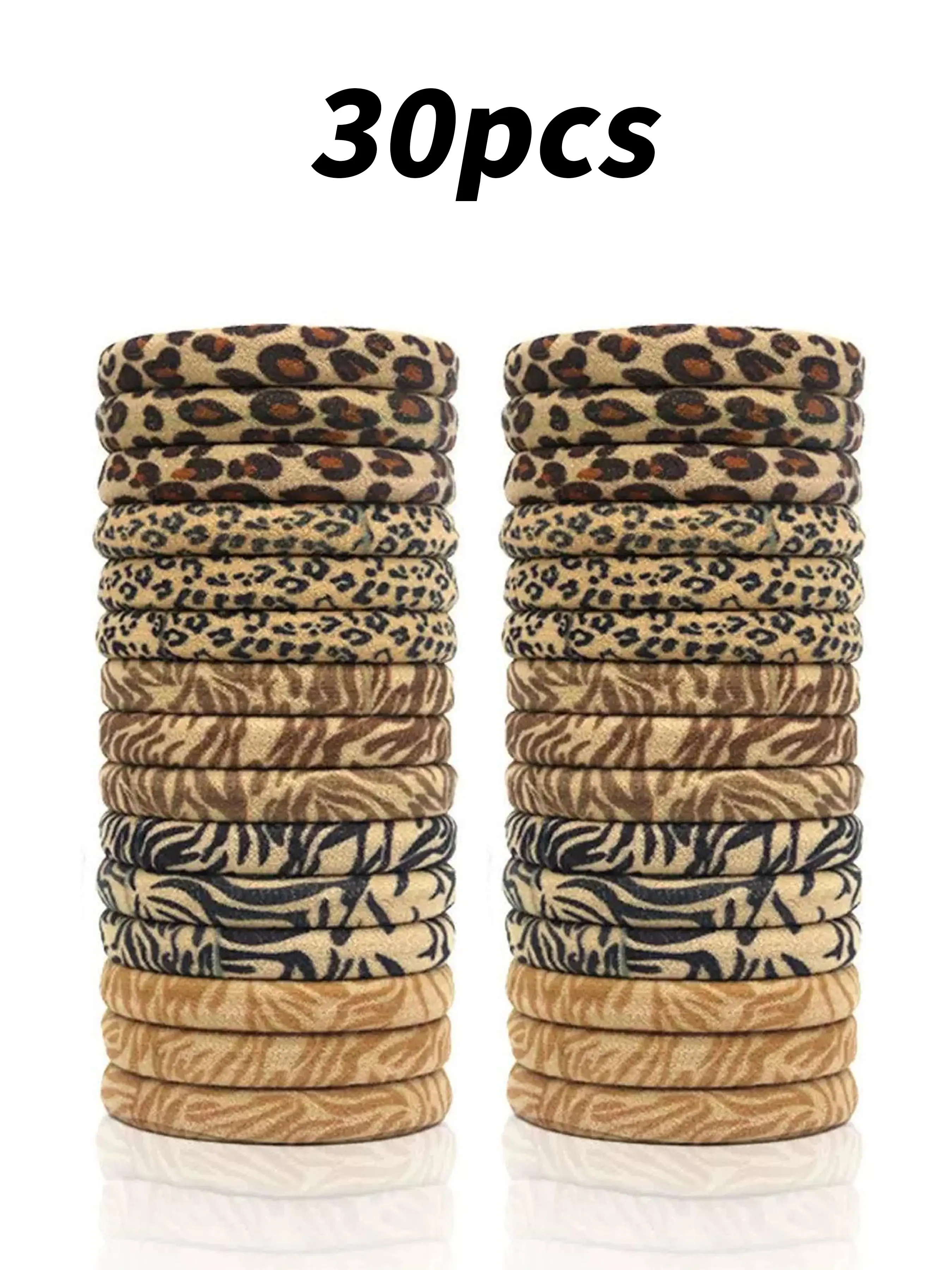 30 Pack High Elastic Leopard Seamless Towel Scrunchies, Soft Anti-Slip Hair Bands Won’t Hurt Hair, Minimalist Fashion Hair Ties, Universal Casual Daily Hair Decor for Women Ponytails