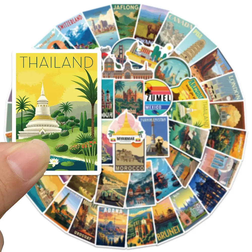 10/30/50/100pcs Cool World Famous Country Landmark Stickers City Travel Poster Decals DIY Scrapbook Phone Bike Aesthetic Sticker