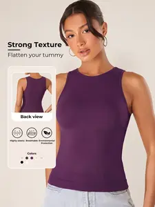 Women's Shapewear Tank Top, Round Neck Halter Seamless Compression Slimming Belly Control Upper Garment, Casual All-Season Wear