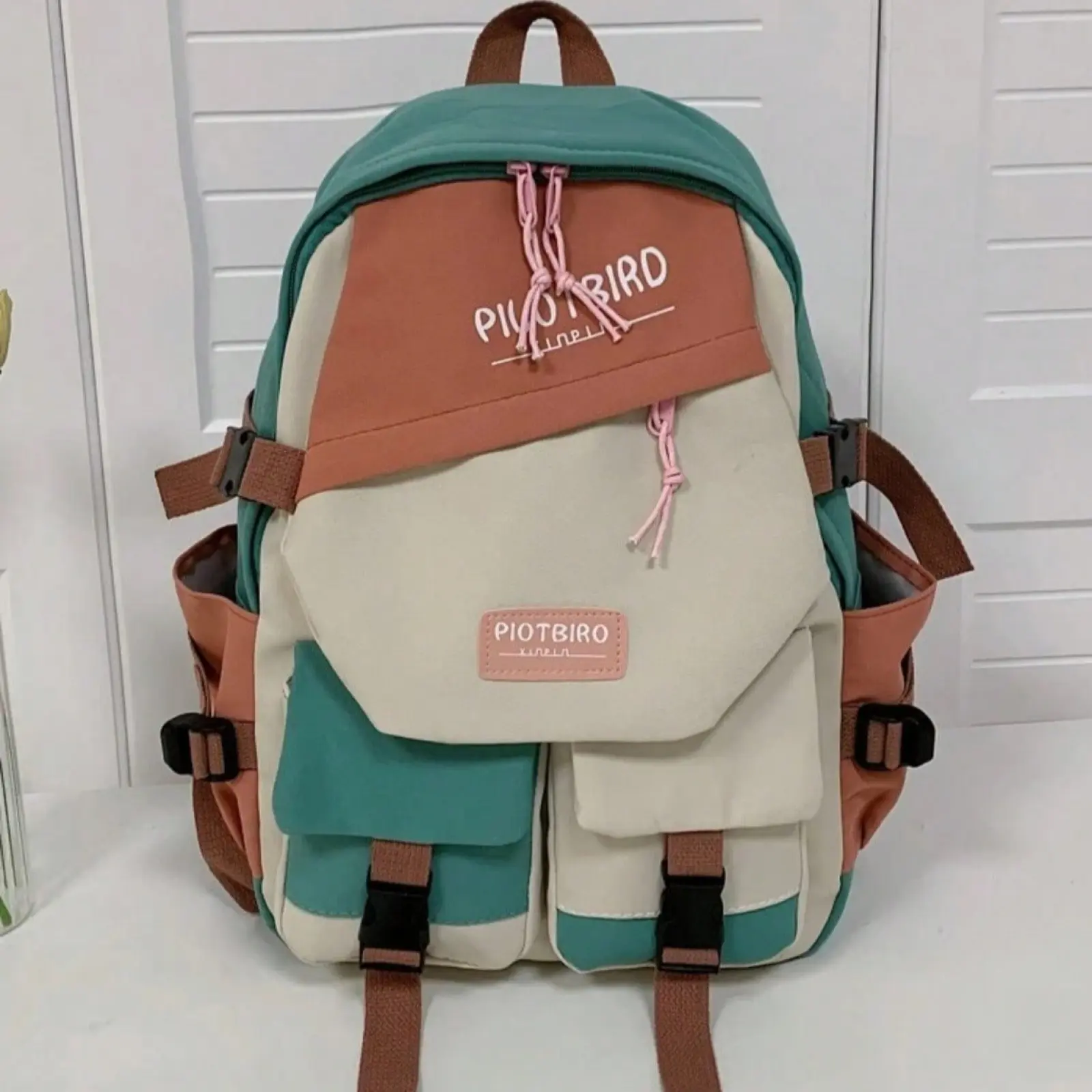 Color Block Multi-Pocket Backpack with Wide Strap for Women, Fashionable and Roomy, Suitable for High School College Students, Large Capacity College Style Korean Color Leisure Backpack Junior High School Bag School Backpack,Travel Bag,Big Backpack