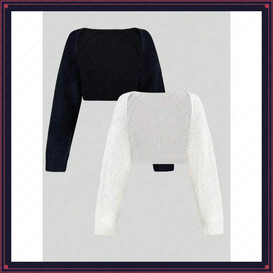 Women's Minimalist Textured Raglan SleeveShrug Set, Open Front Sweater Cardigan,Cropped Cardigan, Comfort Basic Long SleeveKnitwear for Spring & Fall