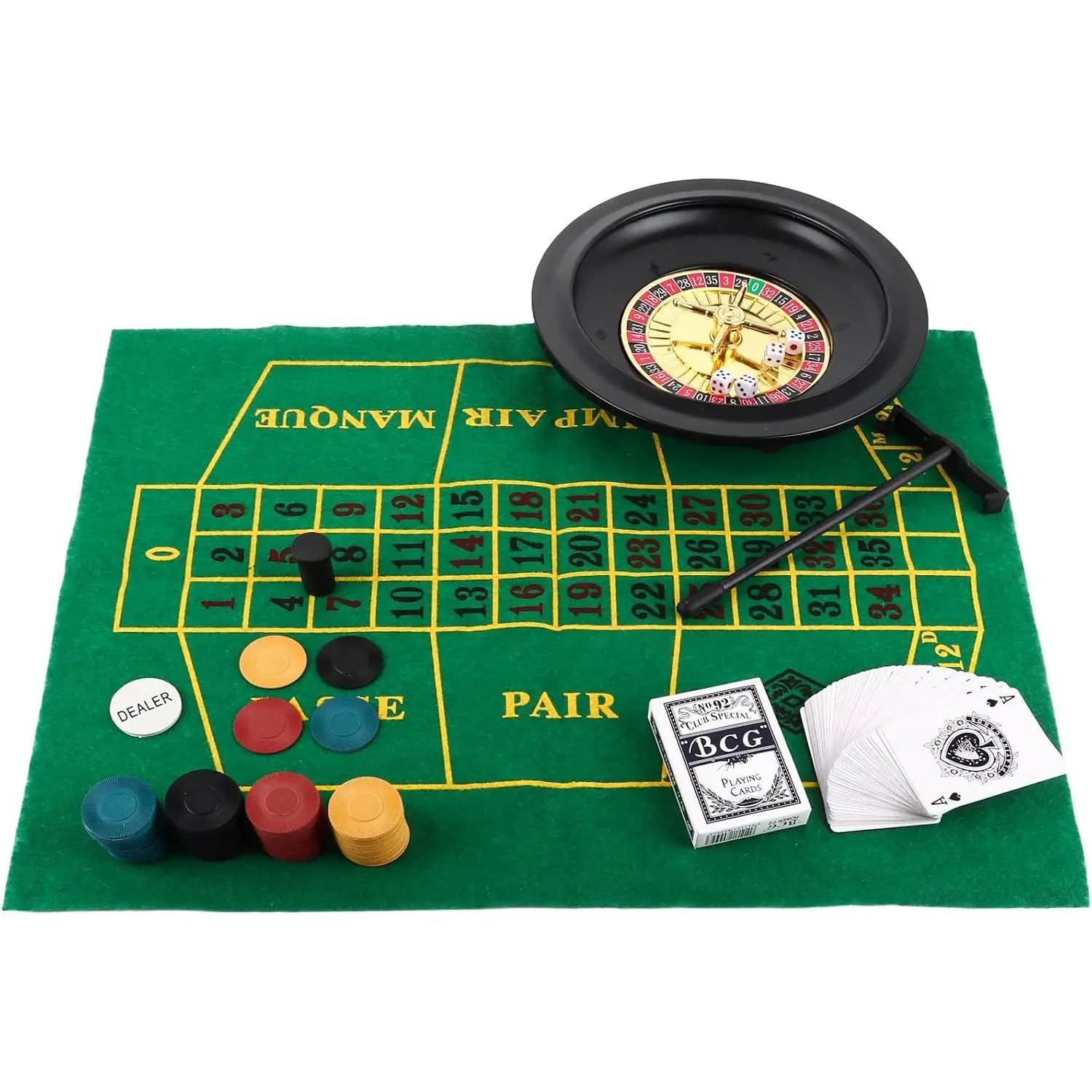 Roulette Wheel Set Casino Game Set Includes Five Different Game Types, Shotgun Roulette for Parties, Holidays and Casino Night Game
