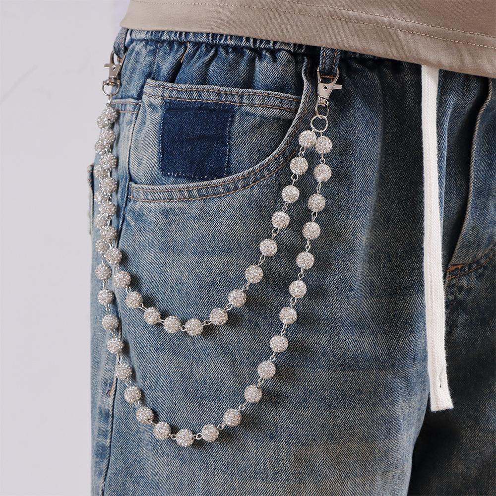 Stylish Multi-Layer Rhinestone Chain Waist Chain for Men, Unique Body Chain Accessory, Ideal for Pant Decoration