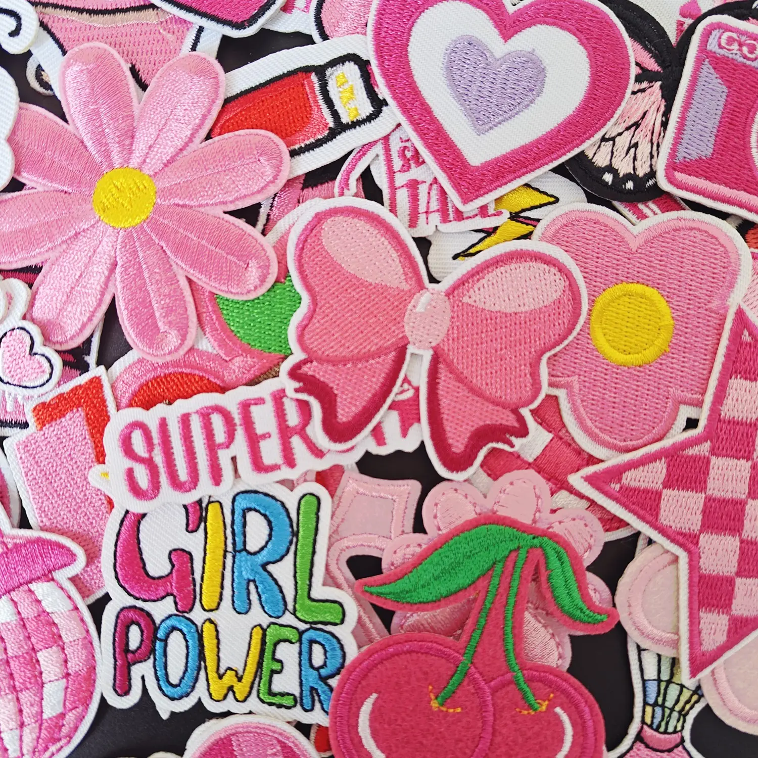 Y2K Pink Girl Iron on Patches, 45 Pcs/Set Cute Sweet Heart Embroidered Patches Set, Perfect for DIY Decorating on Denim Jackets, T-Shirts, Hats, and Backpacks, Embroidery Patches