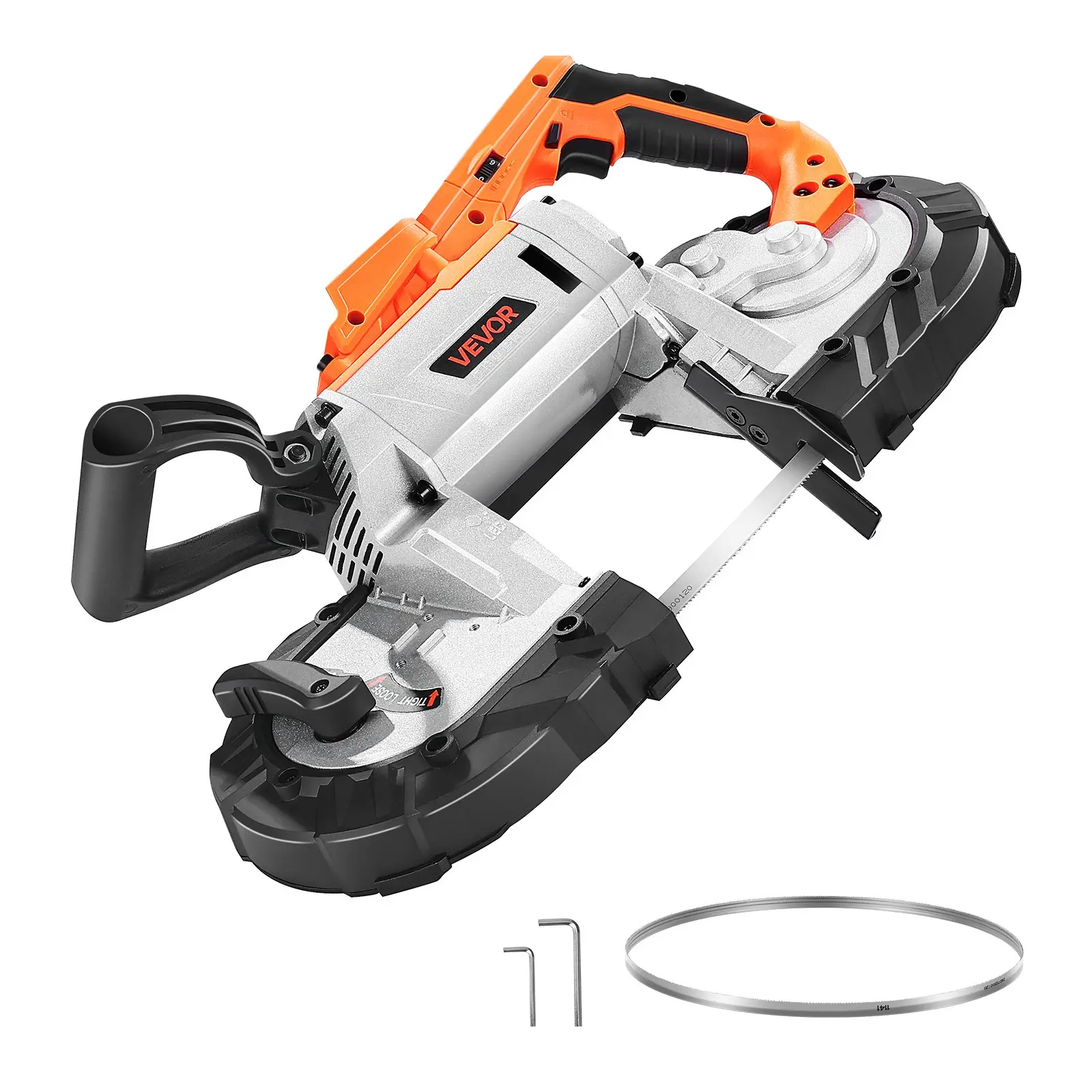 20V Portable Band Saw, 5 Inches Deep Cut, 360W Bandsaw with Brushless Motor, Cordless and Compact Portaband, Hang Hooks, 0-120 m/min Variable Speed, for Cutting Metal, Wood (Bare Tool Only)