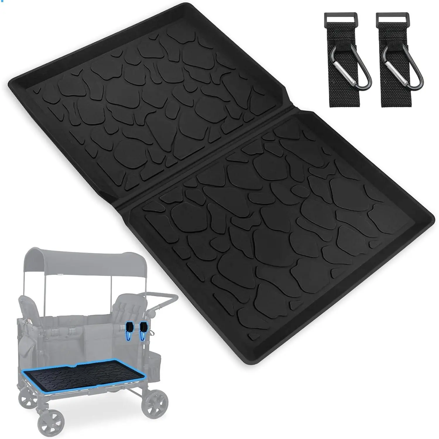 All Weather Mat for Wonderfold W4 Series, 33.5x20.5 Inch Wagon Floor Insert, Easy Clean Protector Pad with Two Hooks
