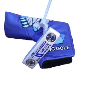 Golf putter, straight blade type, with cover, stainless steel, integrated balance