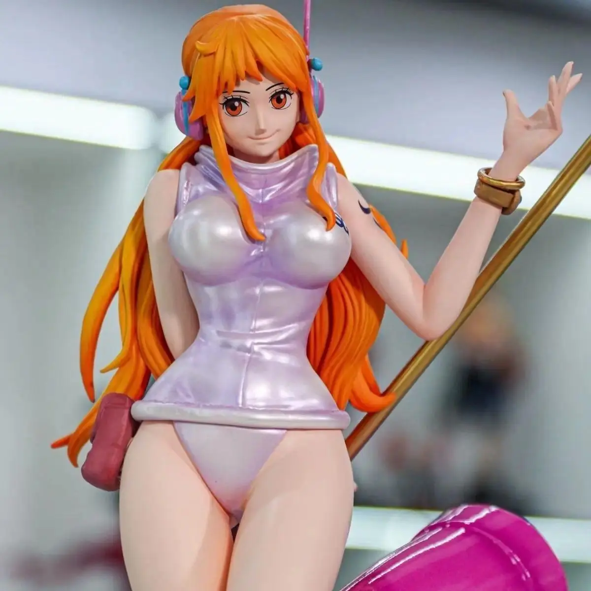 One Piece Nami JT Studio GK Statue - Egghead Island Ver. with Pink Boots & Staff - High Quality PVC Figure Collectible Model Toy