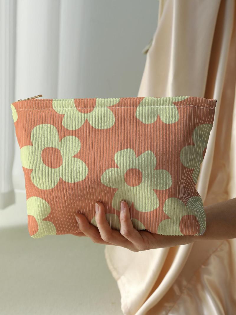 Floral Pattern Makeup Bag, Casual Versatile Storage Bag, Travel Makeup Bag, Handheld Cosmetic Pouch, Suitable for Women and All Kinds Of Occasions