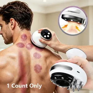 2 in 1 Electric Cupping Gua Sha Lymphatic Drainage Meridian Brush, Hot Compress Scraping, 9 Level Suction, Multi-Functional Body Back Belly Leg Massage Tool For Muscle Soreness