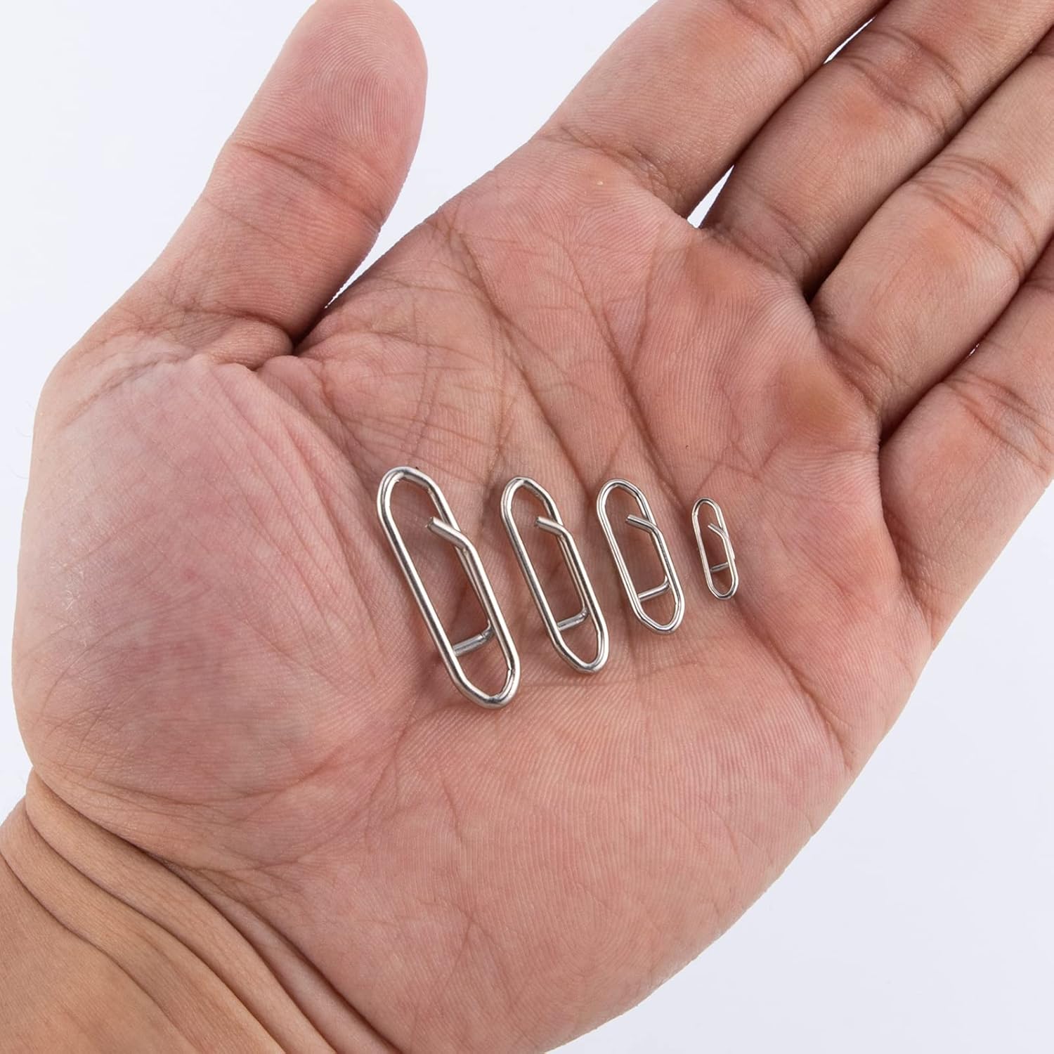 50pcs Fishing Lure Quick Clips in 3 Sizes, High Strength Stainless Steel Fish Clip Buckle Connectors, Fishing Tools for Saltwater & Freshwater Fishing