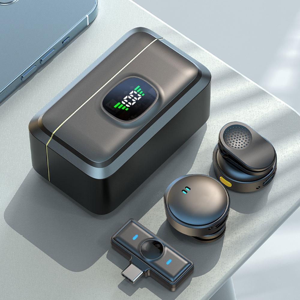 Wireless Lavalier Microphone with Digital Display Charging Case, Mini Clip-On Lapel Microphone for Video Recording, Teaching, Interviews, Podcasts and Live Streaming