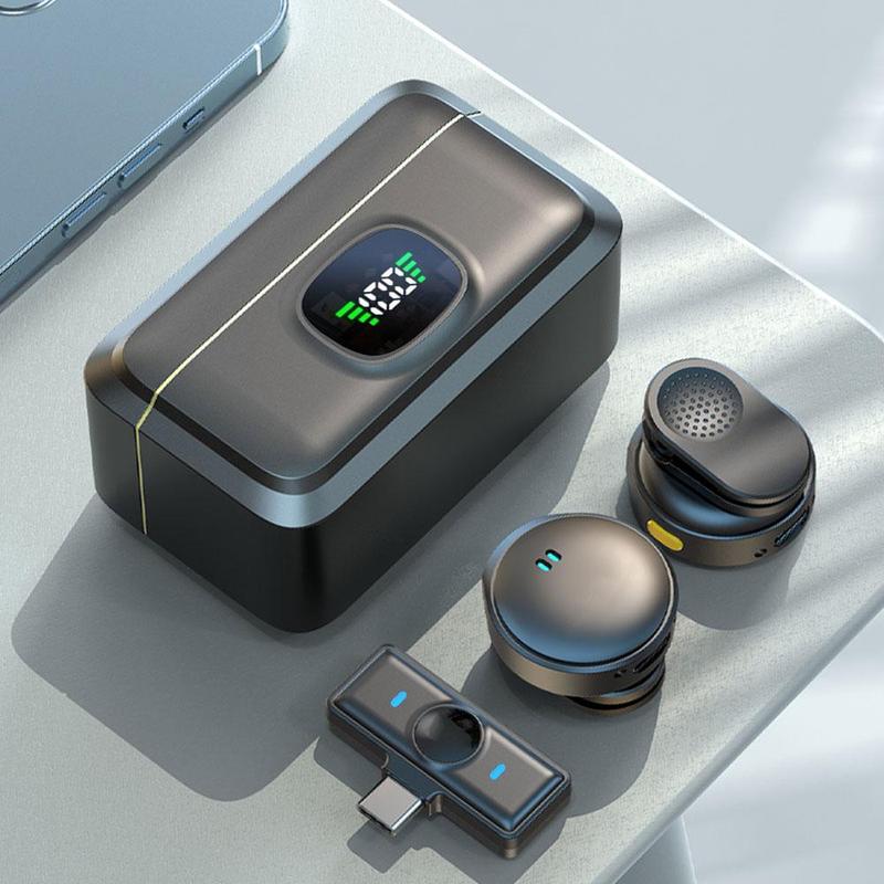 Wireless Lavalier Microphone with Digital Display Charging Case, Mini Clip-On Lapel Microphone for Video Recording, Teaching, Interviews, Podcasts and Live Streaming