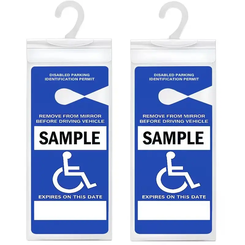 Double Pack Disability Parking Pass Holder, Ultra Transparent, Durable Thick Plastic, Fits Most Us Standard Passes, Car Mirror Hook Attachment, Car Accessories