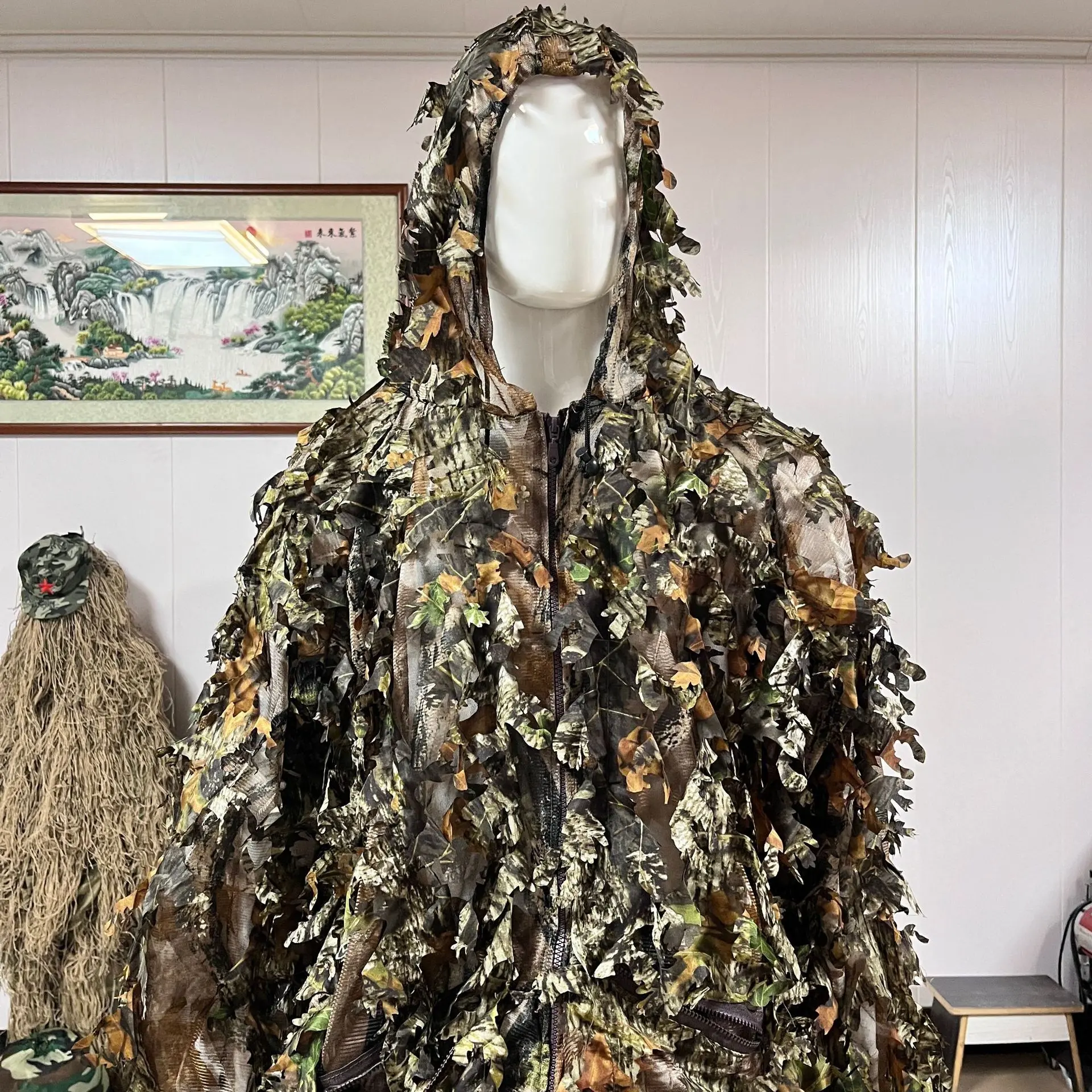 Training Bird Watching Hunting Ghillie Suit 3D Three-Dimensional Maple Leaf Camouflage Concealment Suit For Outdoor Field Activities
