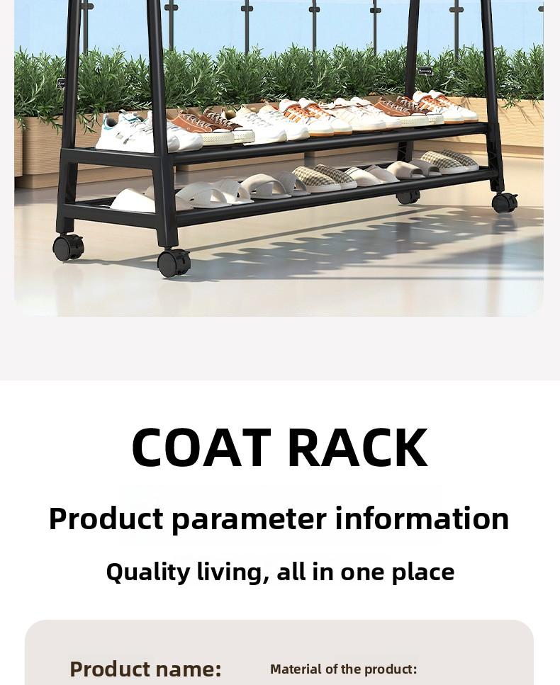 Trending U-Shaped Clothes Drying Pole with Wheels, Double-Layer, 110cm Height, 153cm, 36cm Width, Black