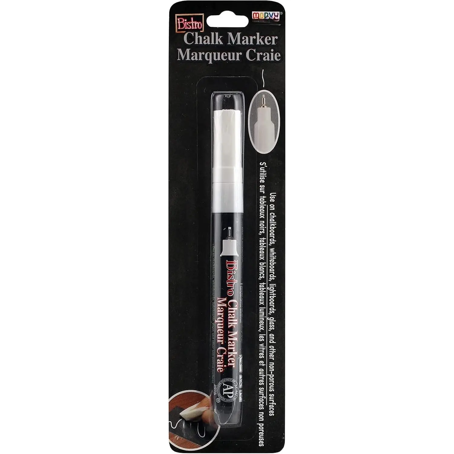 Extra Fine Tip Bistro Chalk Marker, White, Erasable, High Opacity Opaque Ink for Chalkboards (Office Stationery Writing Tool), Eraseable