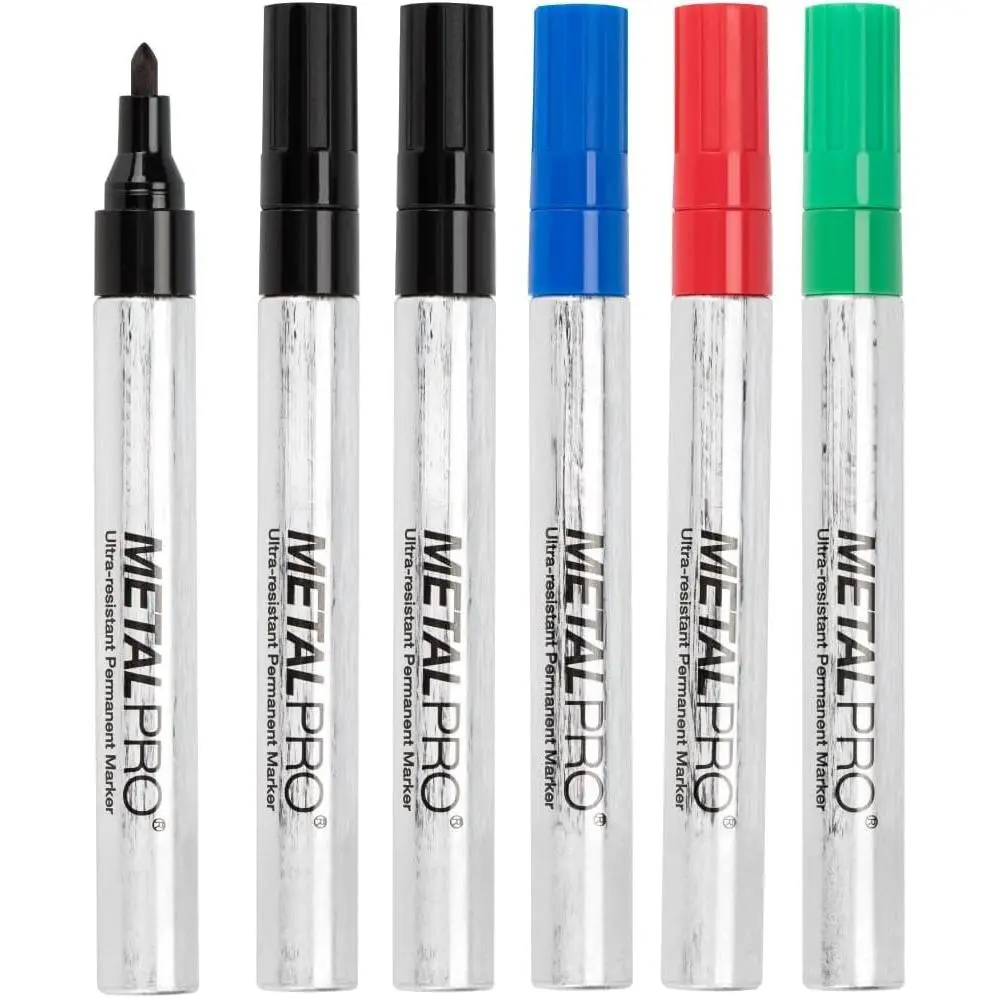 Permanent Markers,  Tip,  Barrel,  and Smear-Proof, Quick Dry-   Plastic,,Stone,Metal and Glass for Doodling and Marking (3 Black&1 Blue&1 Green&1 Red)