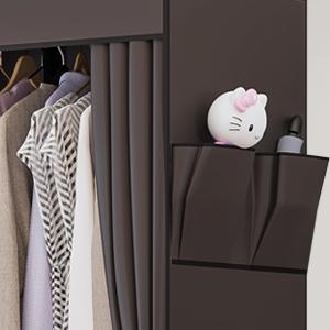 Portable Closet Organizer - Foldable Wardrobe with Zippered Dust Cover, Non-Woven Fabric Clothes Storage for Bedroom/Dorm/Apartment, 34'' Space Saving Metal Frame (Easy Assembly)