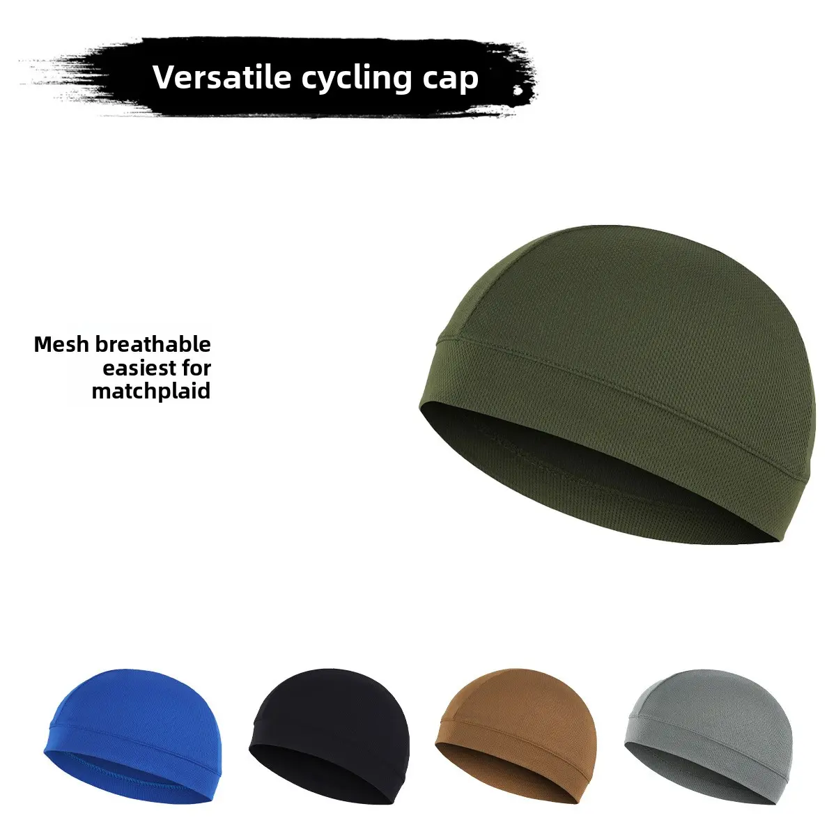 Unisex Adults Mesh Polyester Cycling Cap, Breathable Cooling Helmet Inner Cap for Biking & Outdoor Riding, Moisture Resistant 1-Size-Fits-All Sports Headgear, Quick-Drying Sweat-Absorbing Windproof Sunscreen, Machine Washable Space-Saving, Enhances Focus,