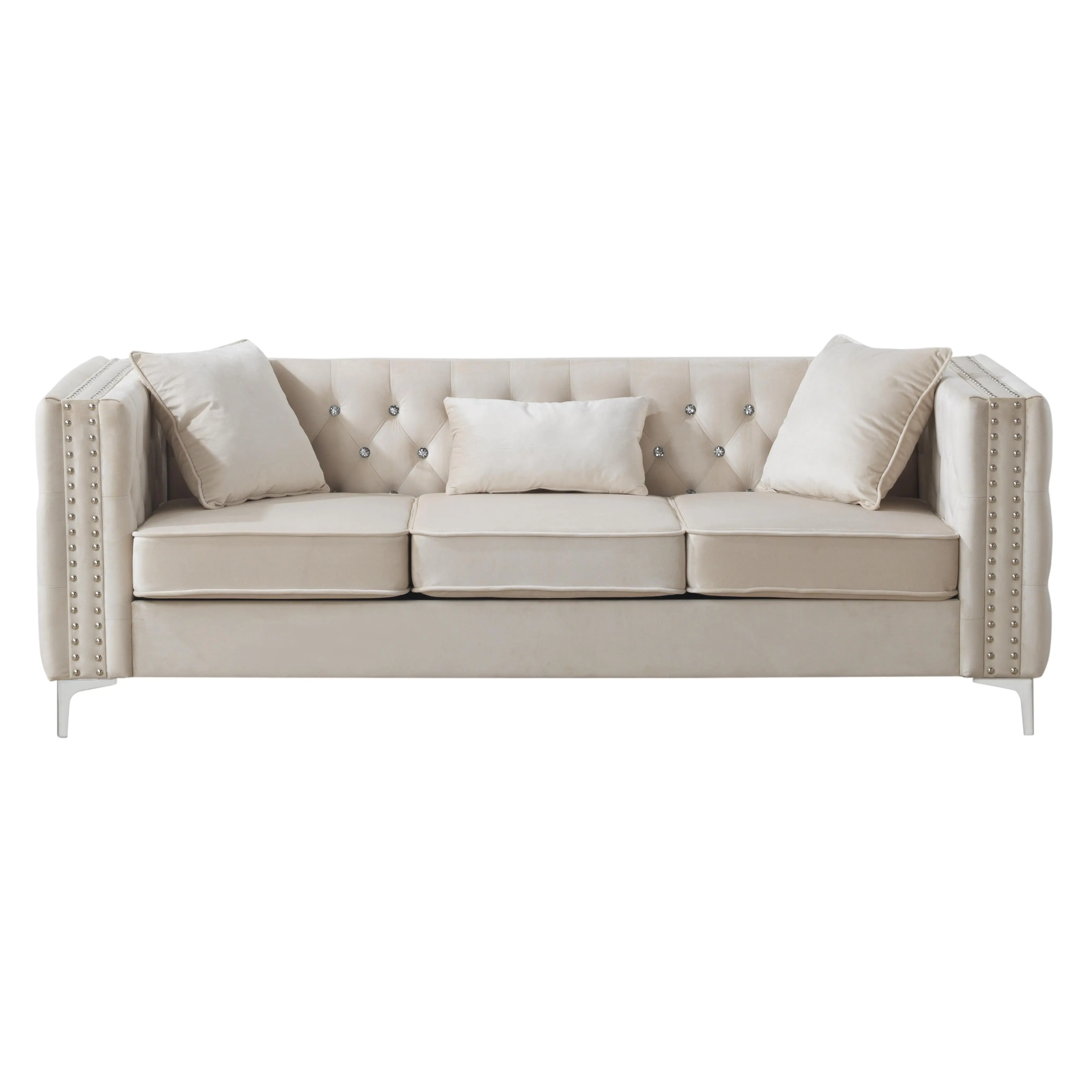 ARCH Paige Ivory Sofa for Living Room, Modern Indoor Couch with Plush Cushions, Stylish Upholstered Loveseat for Apartment, Family Room, Office Lounge, Single Seat Sofa, 1-Piece, Living Room Furniture for Apartment, Lounge, Family Room