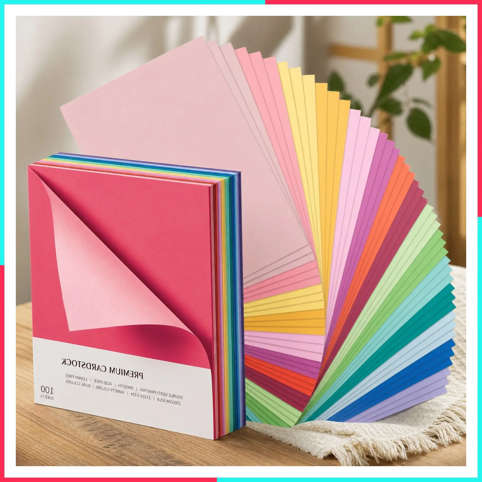 Colored Cardstock 80 lb Heavy Weight Two Tone Paper 100 Sheets