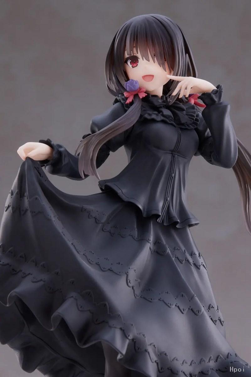 18CM DATE A LIVE Tokisaki Kurumi Anime Figure Cute Girl Model Toy PVC Black Dress Dress Up Standing Model Car Interior Ornament