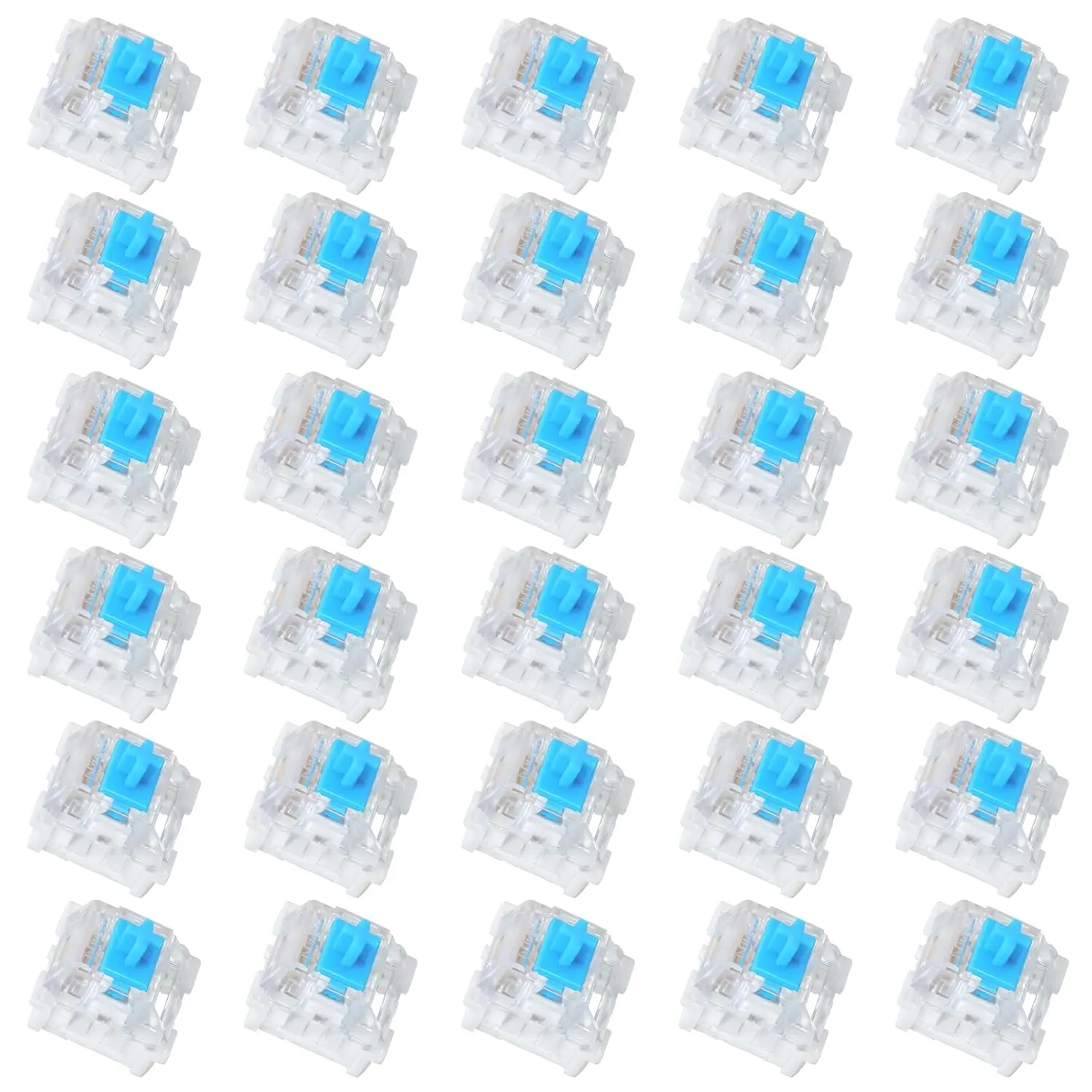 30 Pieces Blue Mechanical Keyboard Switches 3 Pin Pre-Lubricated Clicky Key Switches Dustproof and Waterproof Keyboard Accessories for Mechanical Gaming Keyboards