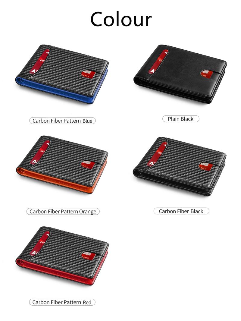 Men's Slim Fit RFID Blocking Microfiber Leather Wallet, Large Capacity Design, 9 Credit Card Slots, Business Style, All Seasons Use