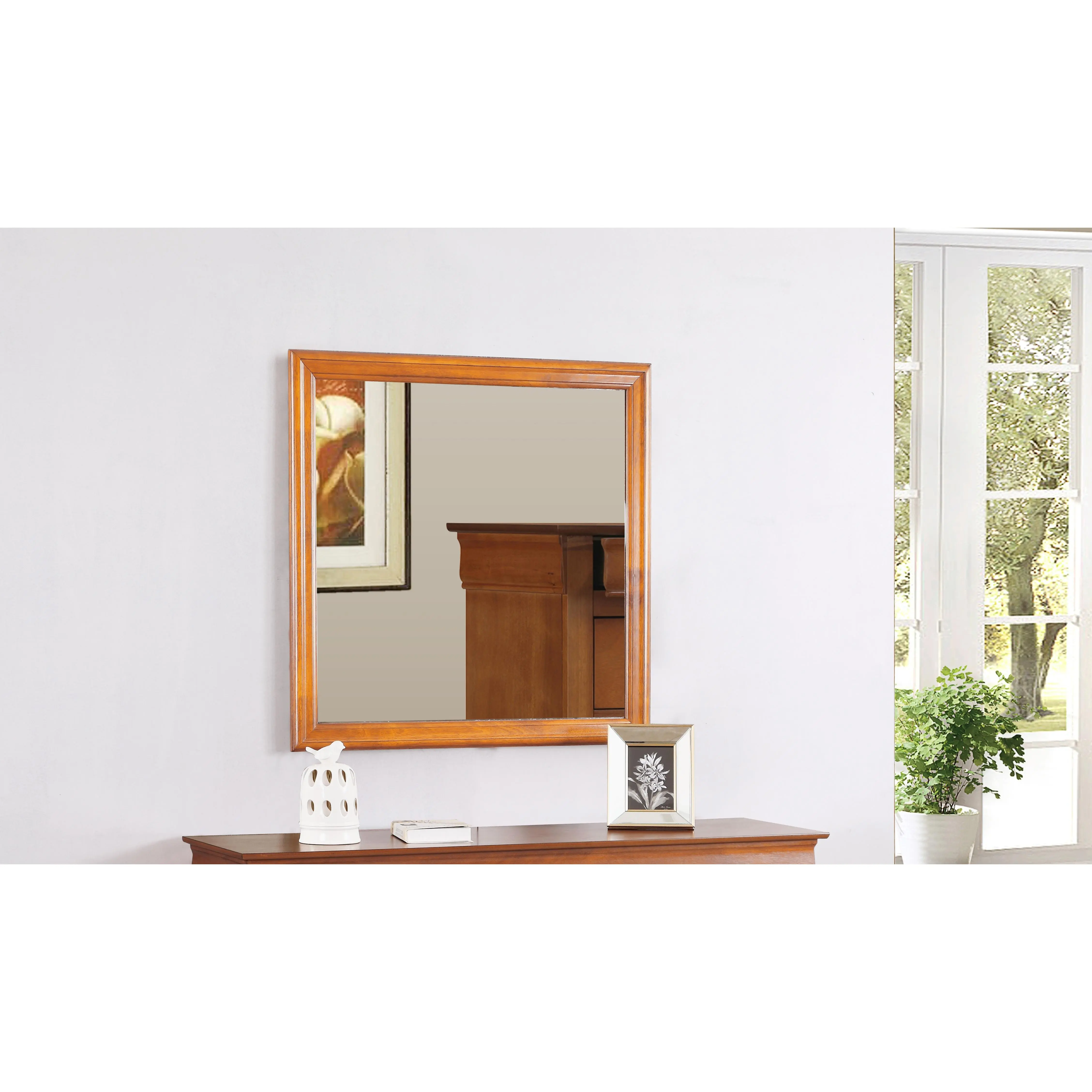 Nokaa Louis Phillipe G3160-M Oak Wall Mounted Mirror Cabinet with Storage, Single Door Medicine Cabinet, Wooden Vanity Mirror Cupboard for Bathroom, Bedroom, Living Room, Oak Finish, Home Furniture and Household Product Search Terms