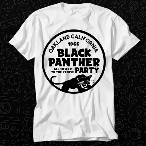 Men's 1966 Panther Art Round Neck Short-Sleeve T-Shirt - Menswear-Inspired, 220G Skin-Kind Pure Cotton, Casual Loose-Fit Foldable All-Seasons Basic Top