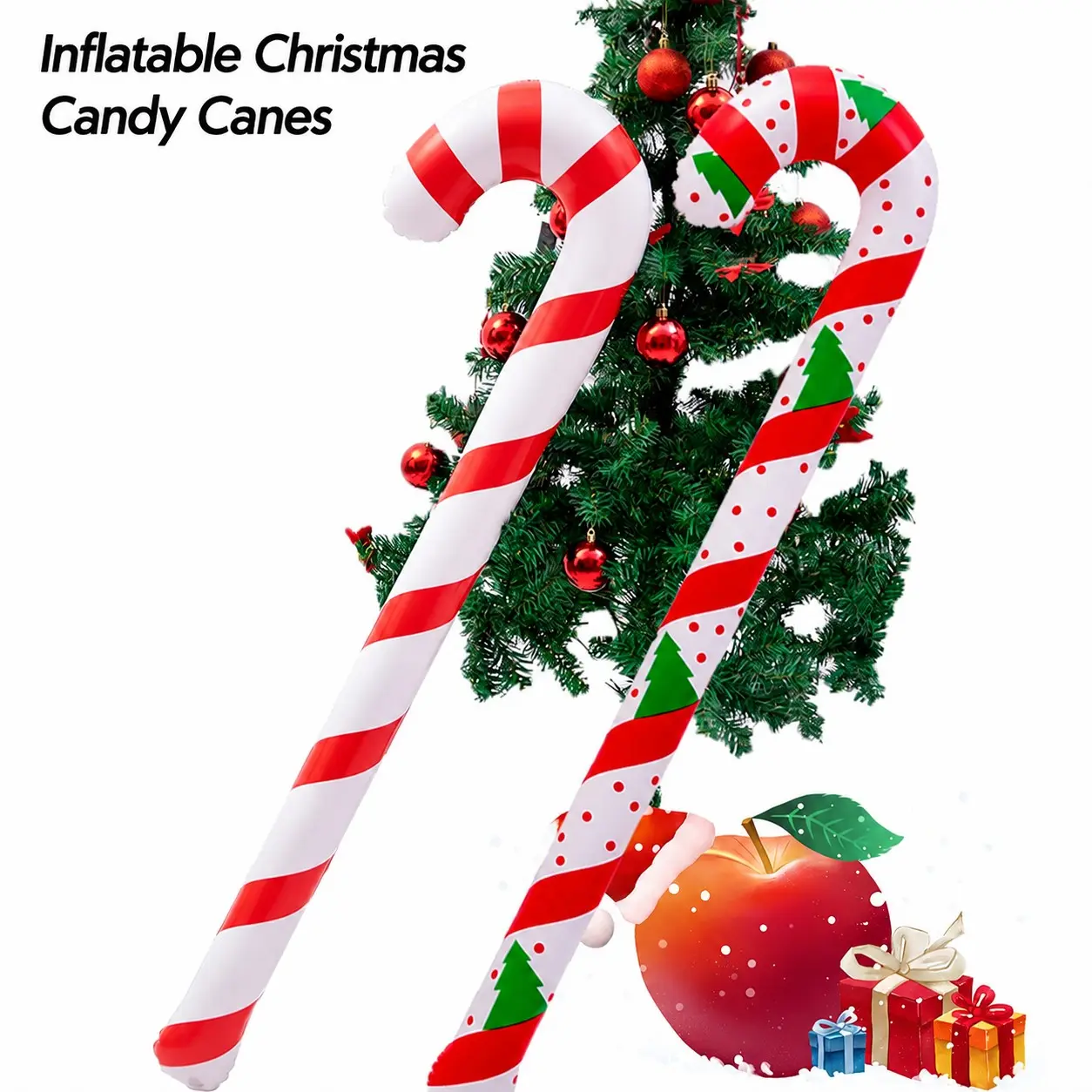 PVC Inflatable Santa Claus Walking Stick, Christmas Toy Walking Stick, Festive Holiday Accessory, Durable PVC Material