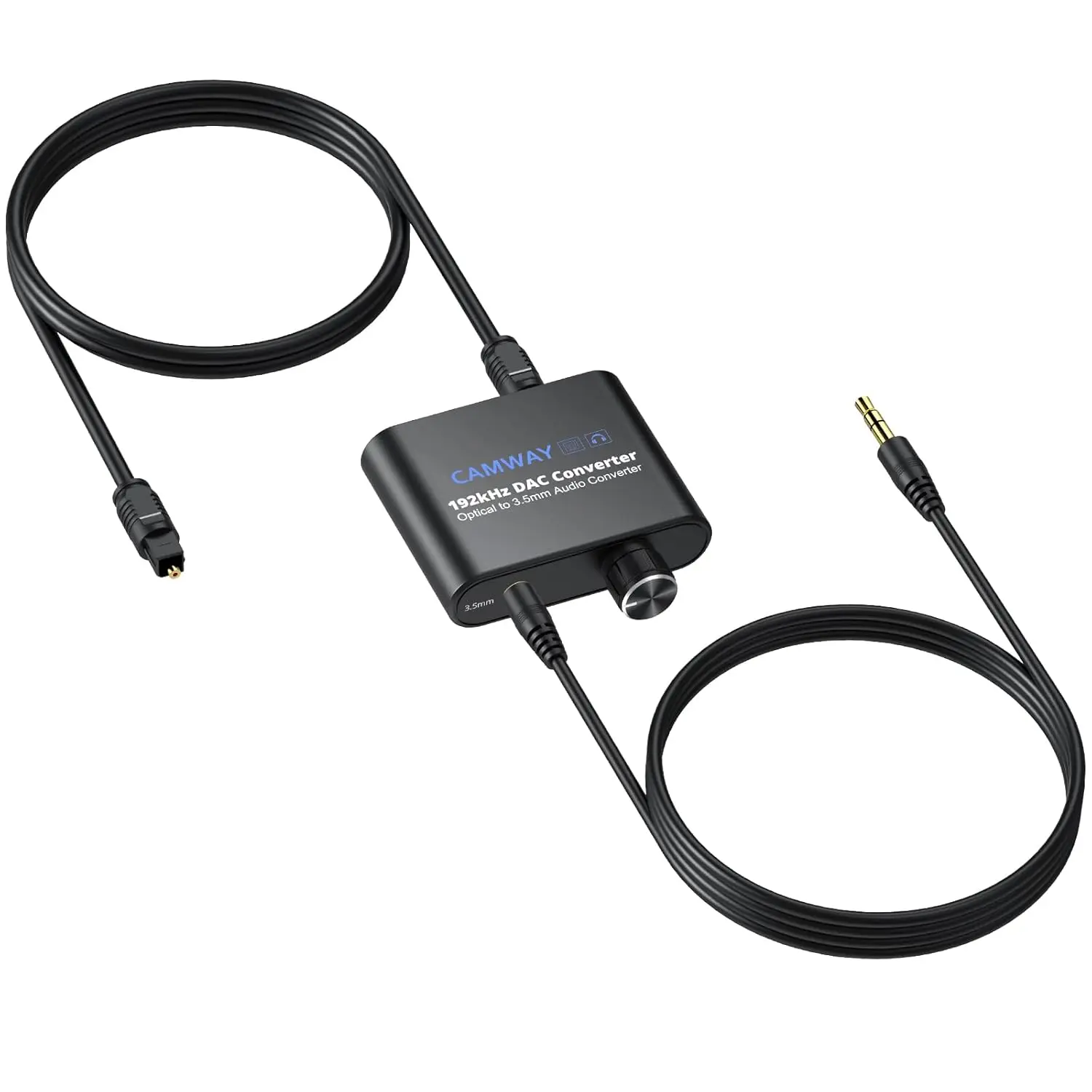 CAMWAY Digital to Analog Audio Converter with Volume Control - Optical to 3.5mm,SPDIF/Toslink Optical to AUX/3.5mm Audio Adapter,192kHz DAC Converter for HDTV,TV Box,DVD/Blu-Ray Players Game Consoles