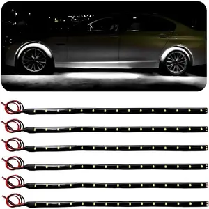 6 count 15 LED Strip Underbody Light, DC 12V 1Ft Flexible Underglow  LED Light Strip with 6 Inch Wire,  LED Interior Exterior Decoration for    (White)