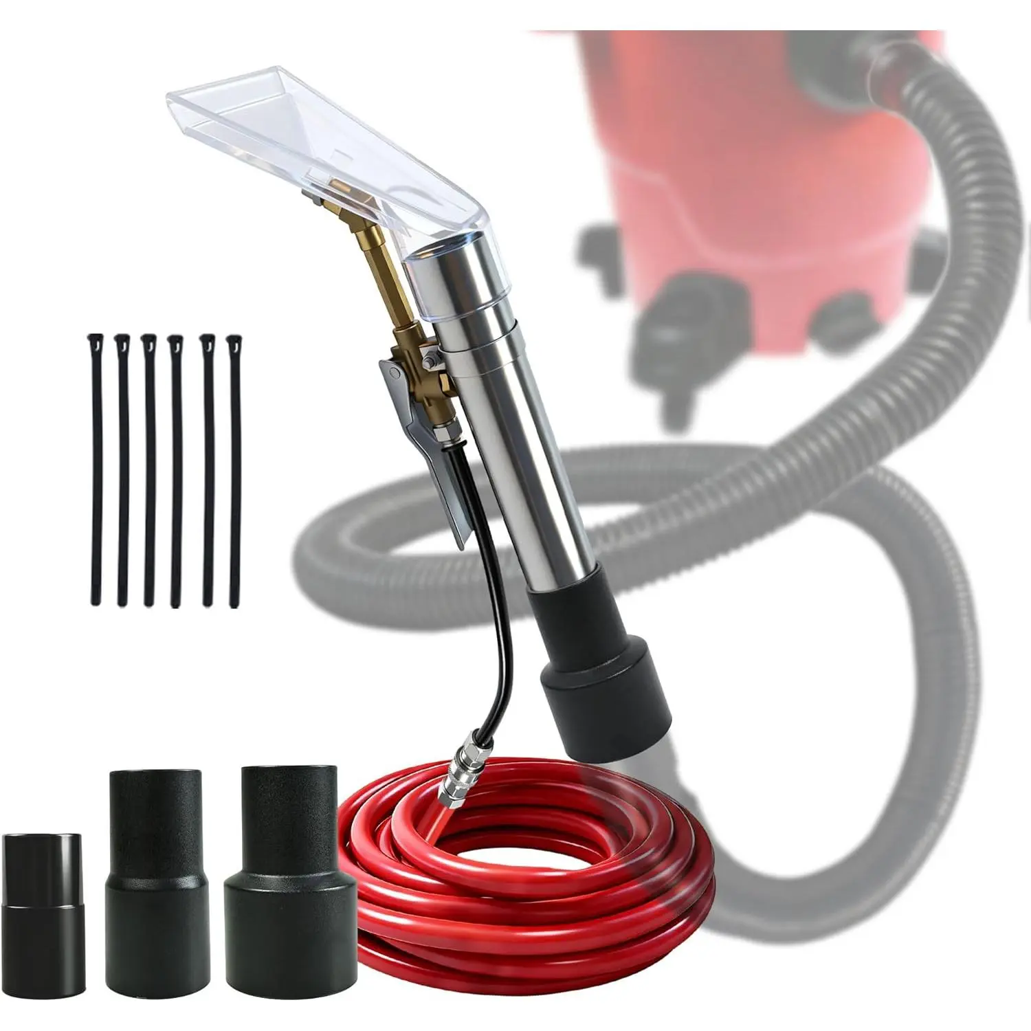 Universal Compatible with Any Brand Shop Vac Extractor Hose Kit Attachment with 2-1/2" & 1-7/8" & 1-1/4" Adapter Auto Detailing Wand Extraction Accessories for Upholstery & Carpet Cleaning