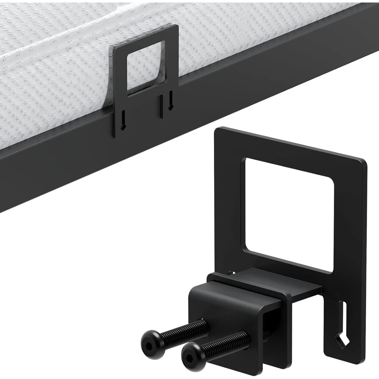 6-Pack Non-Slip Mattress Grippers for Bed Frame, Duty Mattress Gaskets, Anti-Slide Brackets, Black – Includes Screws & Wrench