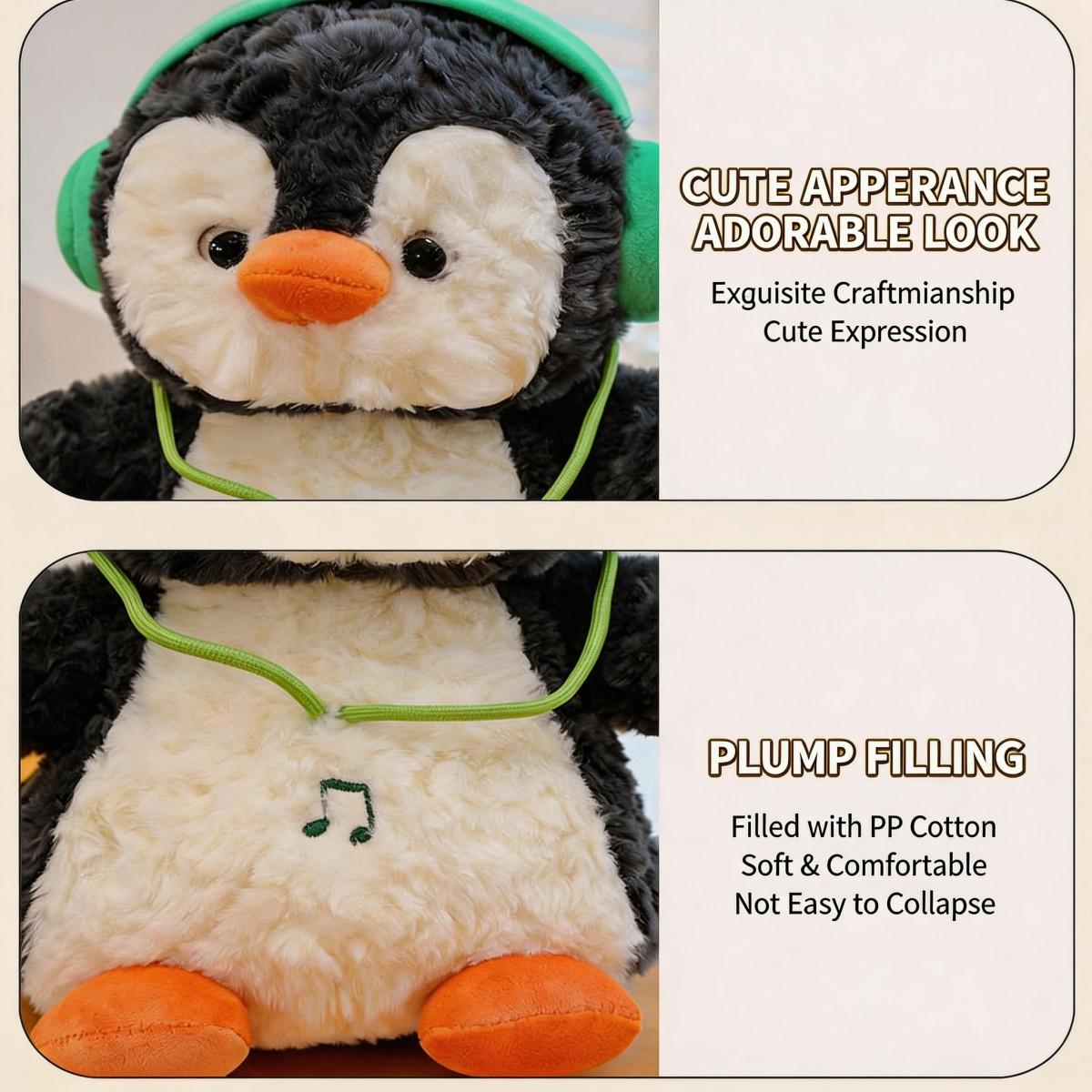 cute stuffed animal squishy toy cheap stuff Squeezable plushies 9.06in Headphone Penguin gifts for bf cute boyfriend gifts girlfriend gift girly birthday gifts