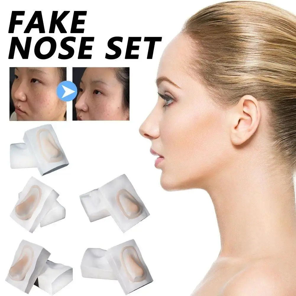 Reusable Silicone Solid Fake Nose Kit, Raised Nose Cosplay Makeup Accessory with 10ml Peppermint Soothing Care, Professional Comic Special Effects Beauty Gift Tool