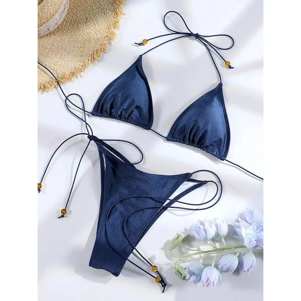 Women's Solid Triangle Bandage Bikini Set - Sports & Outdoor Swimwear, Includes Top & Bottoms, Small/Medium/Large, s,1409-rd1,21071-vt4, Summer Swim Suit