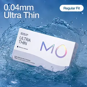 MO Ultra Thin 0.04mm Condoms, pH-Balanced for Sensitive Skin, Natural Latex, 10 Count Silicone Sensation