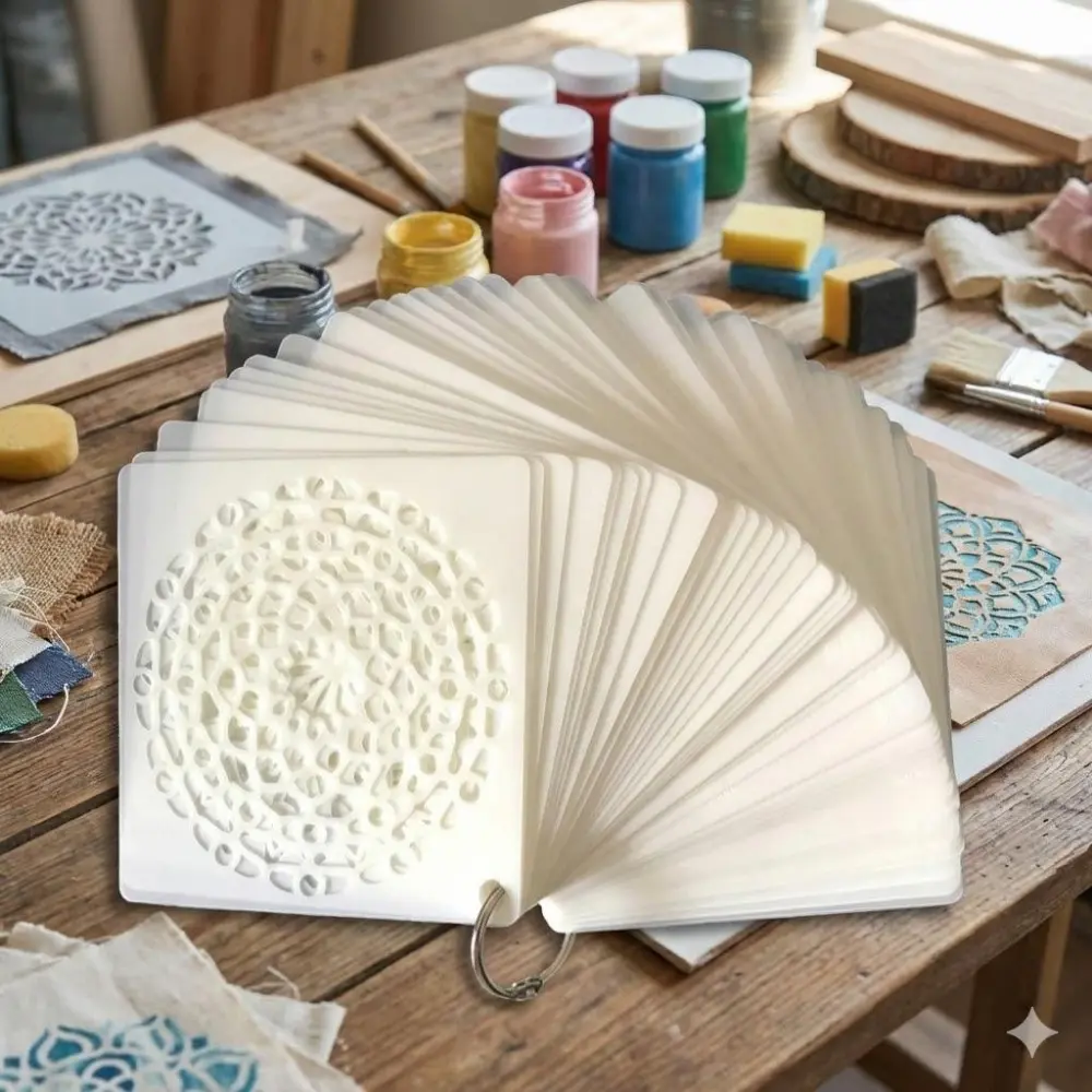 Laser Cut Mandala Stencil Set: Reusable Templates for Wall, Wood, Tile & Fabric Painting. Waterproof DIY Decor Art Tool for Relaxation & Journaling.