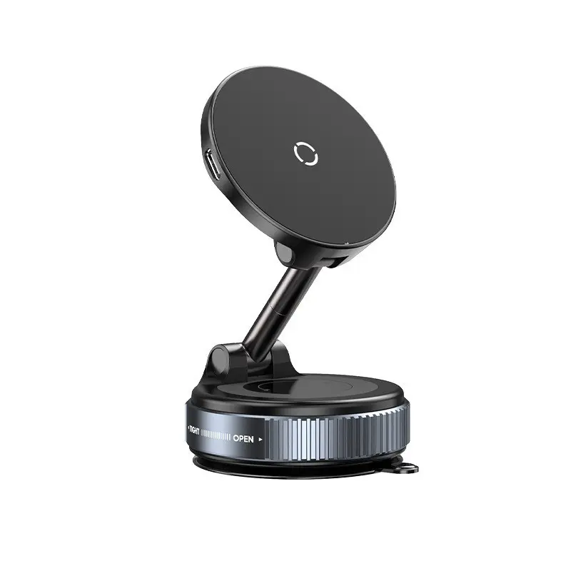 Magsafe Car Mount Charger, 15w Turbo Wireless Charging, Suction Cup Phone Mount, 360° Adjustable Vacuum Magnetic Holder for iPhone 12-17 Pro Max