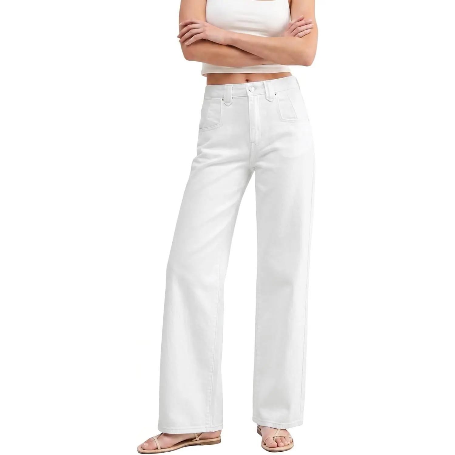 EMMIOL 047 Mid Rise Straight Leg Womens Baggy Jeans, Y2K Boyfriend Wide Leg Cute Trendy Loose Fit Denim Pants Stretch