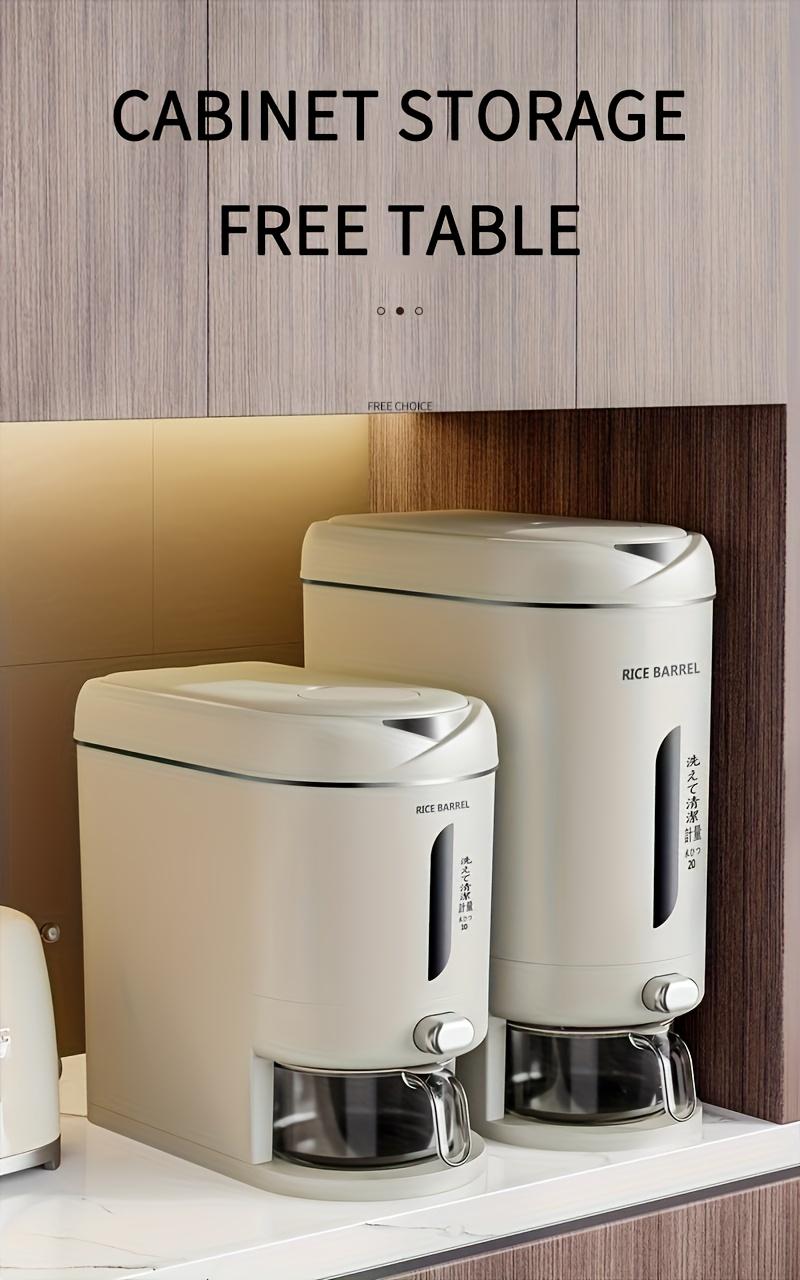 1 Pc Large Capacity Automatic Rice Dispenser, Food Grade Plastic Moisture-Proof Insect-Proof Sealed Tank, One‑Key Quantitative Rice Output, Home Kitchen Countertop Grain Storage