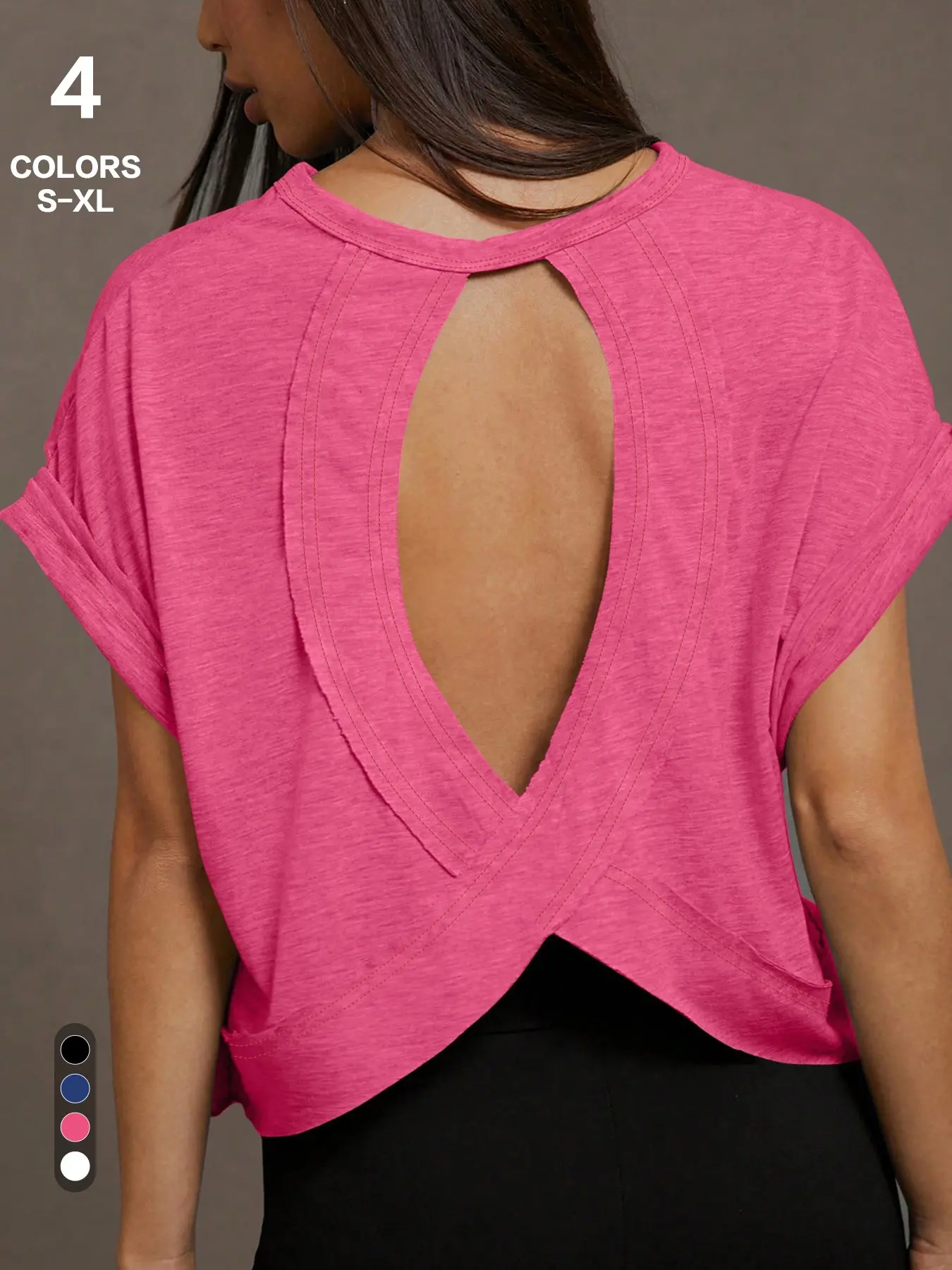 Women's Casual Plain Lightweight Fitted T-Shirt, V-Neck Design, Slimming Effect, Perfect for Home and Outdoors, Summer Versatile Backless Top