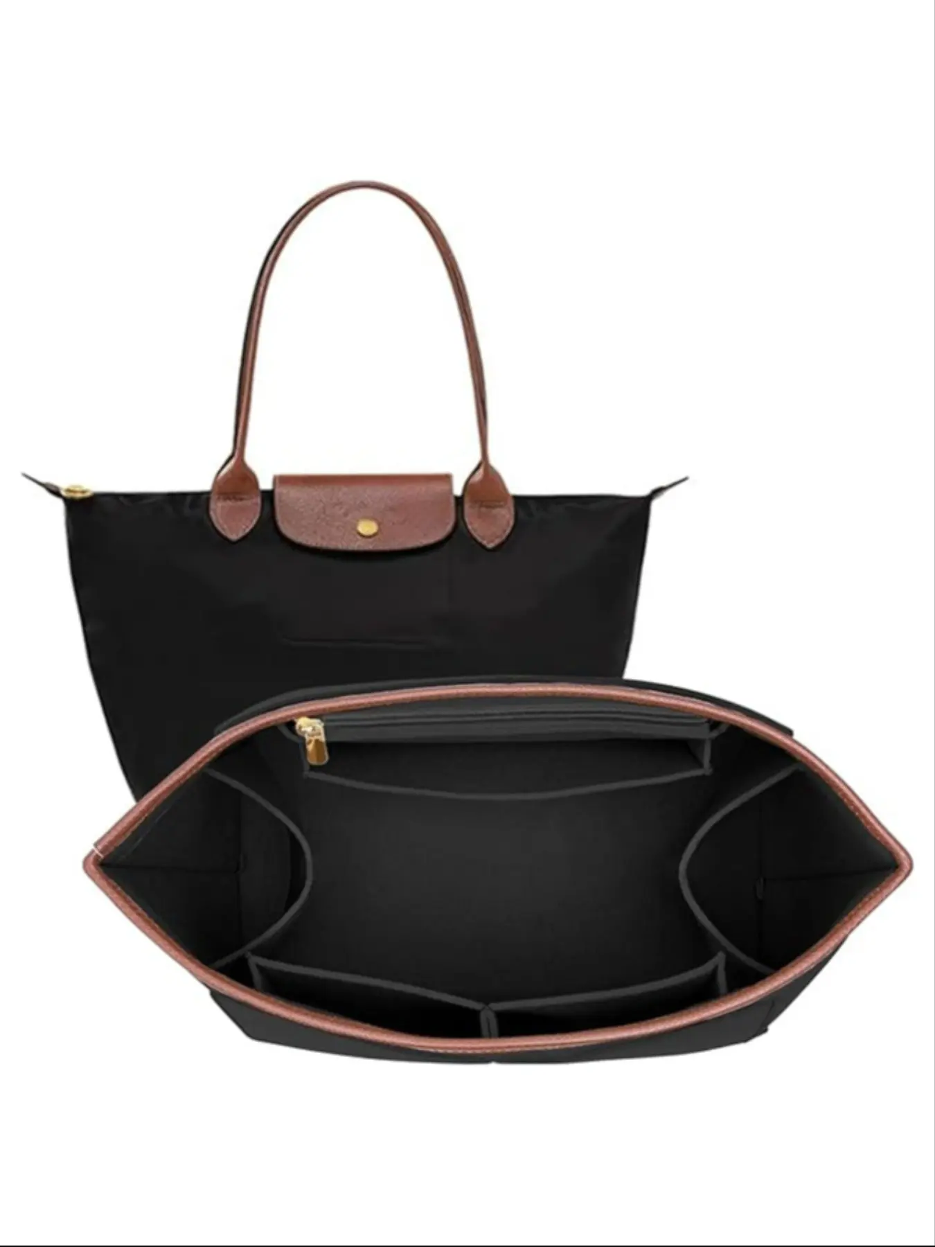 Trendy Leather Trimmed Tote Bag Lining, Classic Color, Casual Style, All Seasons, Solid Pattern, Pockets Design, Batch Number 20260728