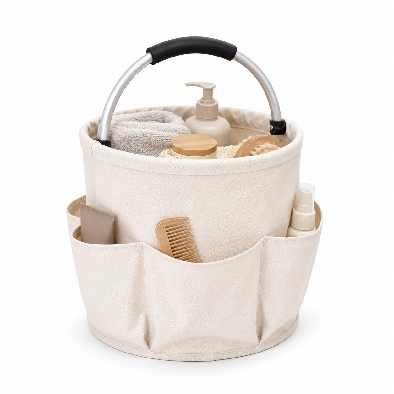16L Foldable Cleaning Caddy with Handle, Organizer Bucket & Tool Bag for Cleaning Supplies and Products, Ideal for Home & Garden (Black)