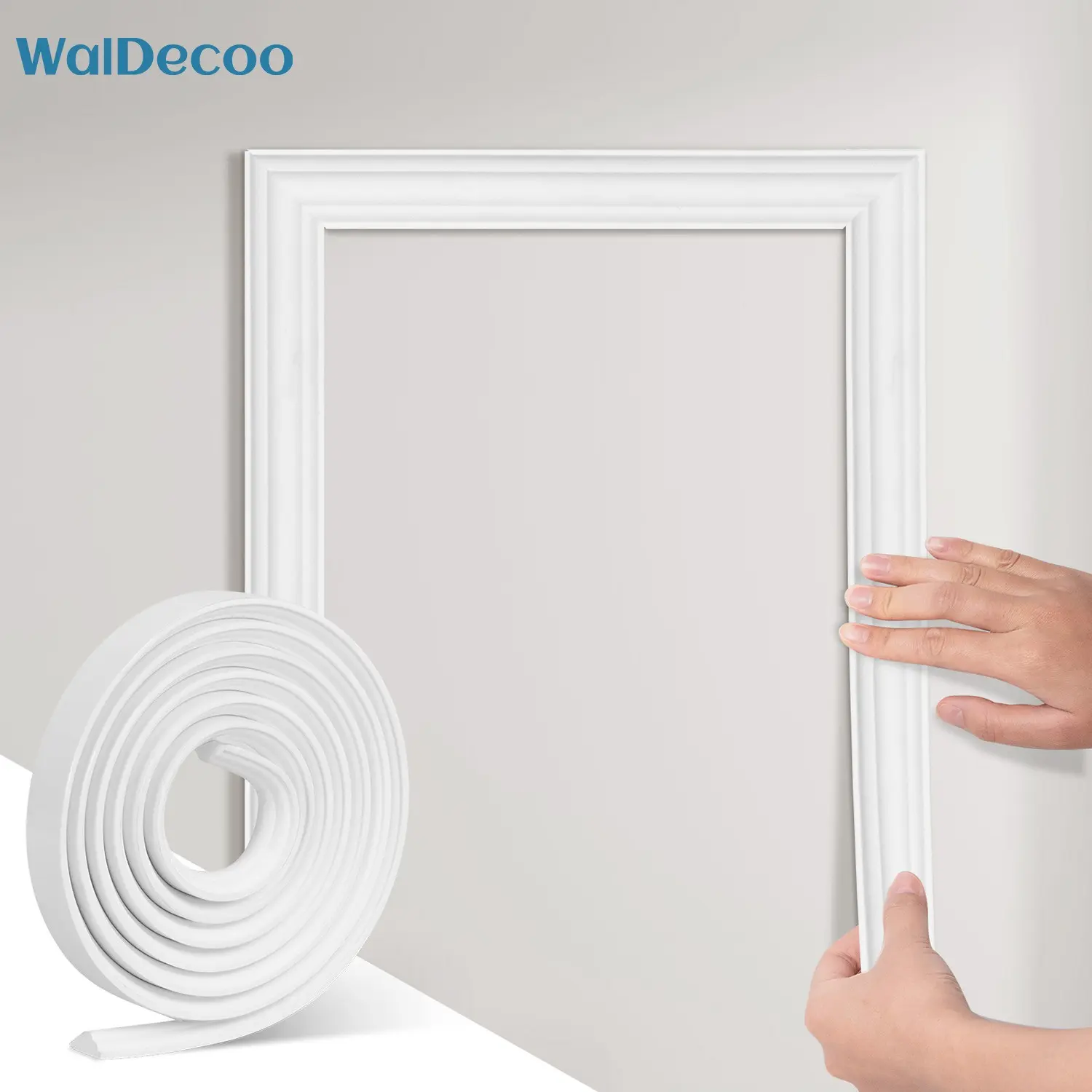 3 Meters Peel and Stick EVA Molding Trim Flexible Molding Trim Waterproof Wall Panel Strip Self Adhesive Wallpaper Wall Border Mirror Frame Baseboard Cabinet for Home Decor Edge Background