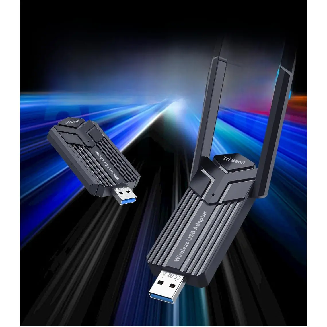 Tri-Band WiFi 6E USB 3.0 Wireless Adapter (5400Mbps) - Plug-and-Play Driver-Free External Card with High-Efficiency External Antennas for Desktops & Laptops, 6G/5G/2.4G, 160MHz Bandwidth, 40G, Compact and Lightweight, Includes 1 Color Box, 1 User Manual,